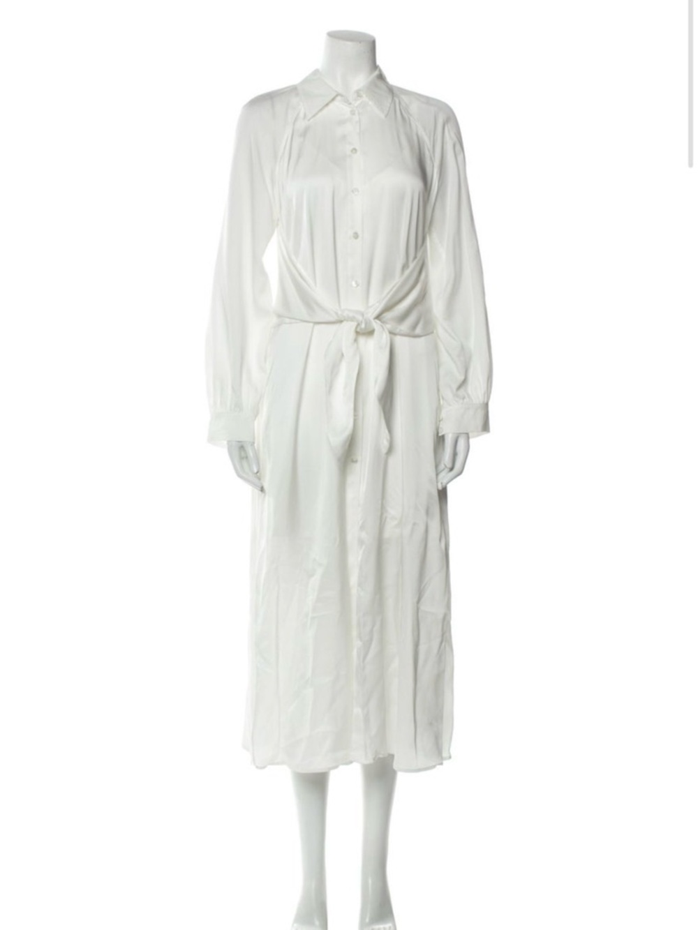 All Saints White Long Sleeve Tie-Waist Shirt Dress